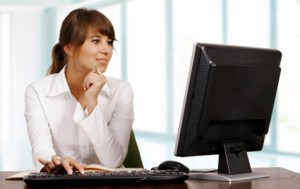 Woman using computer